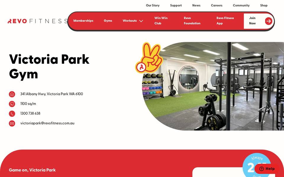Revo Fitness Victoria Park website