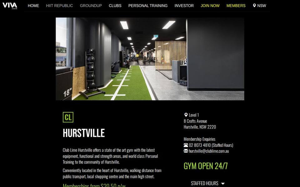 Club Lime Hurstville website