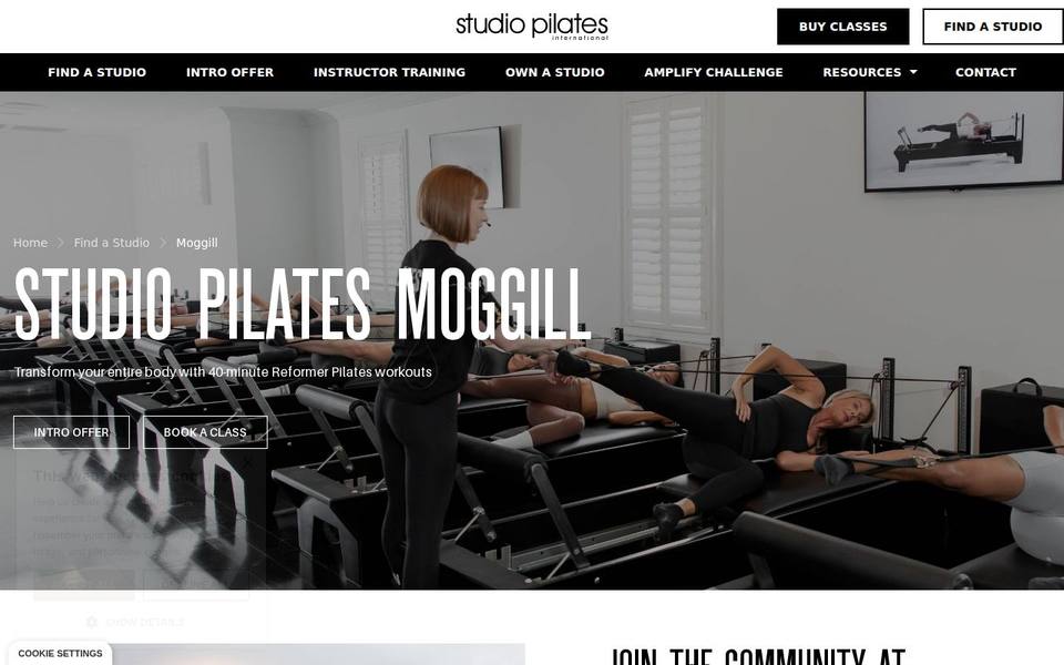 Studio Pilates International Moggill website