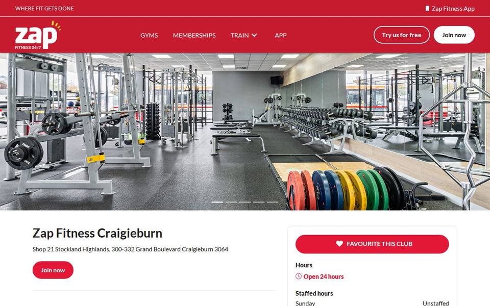 Zap Fitness Craigieburn website