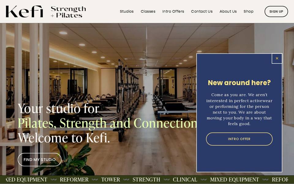 Kefi Studio Pilates website
