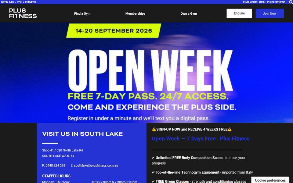 Plus Fitness South Lake website