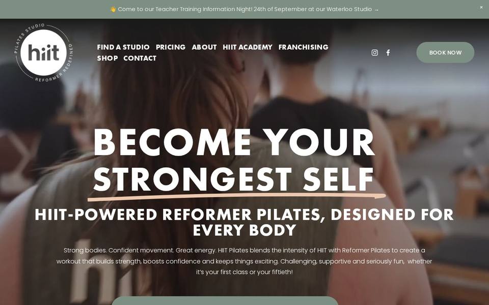 HIIT Pilates Studio website