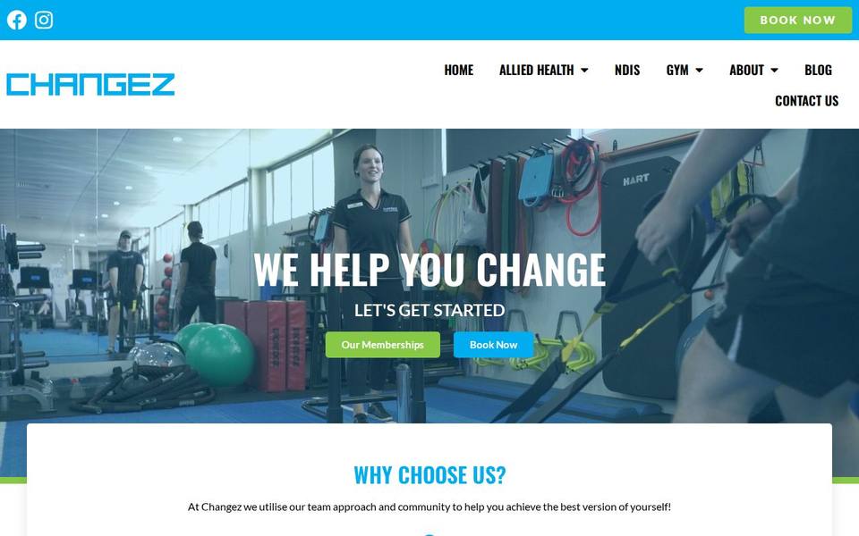 Changez Health and Fitness website